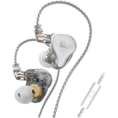 Yinyoo KZ ZAS 7BA+1DD HiFi In-Ear Monitor, KZ Hybrid Driver, metāla austiņas ar HD mikrofonu, lieliskas basa austiņas ar 2 pin 0,75 mm noņemamu kabeli (baltas, ar mikrofonu)