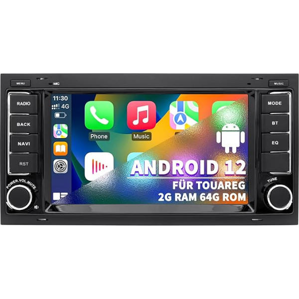 Auto radio VW Touareg Transporter T5 Multivan, Android 12 sistēma 2G + 64G, 7 collu skārienjūtīgais ekrāns, Double DIN radio atbalsta navigāciju Carplay Android Auto Bluetooth WiFi