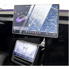 Digi-Tatoo ekrāna aizsargplēve Tesla Model 3 (pēc 2023. gada oktobra) (2 gabali: navigatora ekrāns + aizmugures vadības ekrāns), glancēta, 9H rūdīta stikla, aizsargplēve, izturīga pret skrāpējumiem un triecienizturīga