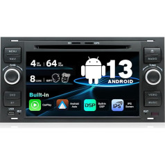 SXAUTO Autoradio Android 10 piemērots Ford C-Max/Focus/Galaxy/Kuga/S-Max/Transit/Mondeo - [Iebūvēts Carplay/Android Auto/DSP] - Bez kameras - [4G+64G] - 2 DIN - Atbalsta DAB SWC 4G WiFi BT