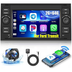 Hikity 2 + 64 GB auto radio navigācijas sistēma Ford Transit Fiesta Focus Kuga Mondeo Galaxy C-Max S-Max ar bezvadu Carplay Android Car Android 13 7 collu 2Din radio ar GPS WiFi RDS FM Bluetooth