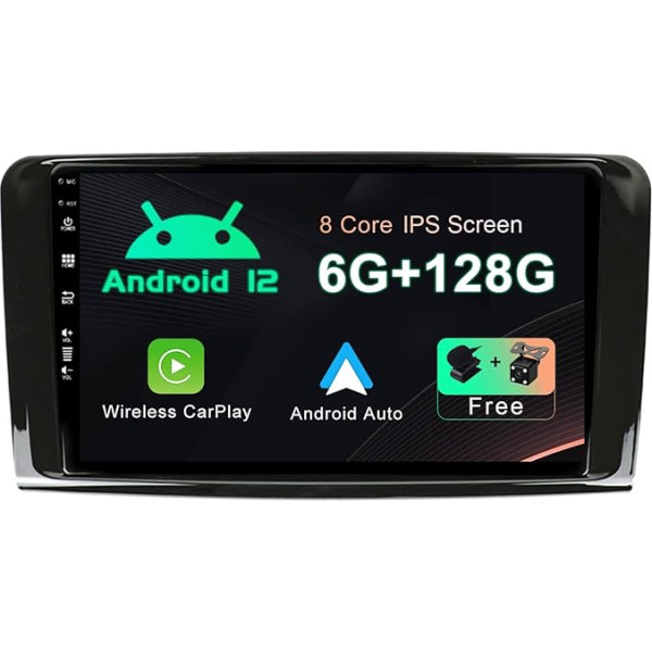 SXAUTO Android 12-6G+128G - IPS auto radio, piemērots Benz GL ML klasei W164 X164 ML350 ML450 ML500 GL320 GL450 - Wireless Carplay/Android Car - Kamera + Mikrofons - DAB SWC Fast Boot 360-CAM - 2 DIN 9 collas