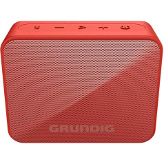 GRUNDIG Solo+ Red Bluetooth skaļrunis, skaņu kastīte, 3,5 W RMS jauda, 30 metru diapazons, vairāk nekā 20 stundu atskaņošanas laiks, Bluetooth 5.3, pret šļakatām izturīgs apvalks (IPX5), melns