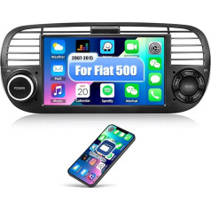 CAMECHO Android 13 auto radio ar satelītnavigācijas sistēmu Fiat 500 (2007-2015), 7 collu auto radio ar Bluetooth FM/RDS Mirror Link WiFi un USB (melns)