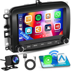 Inefala Android 13 2GB/64GB auto radio ar GPS navigāciju Fiat 500L 2013-2019 Radio Wireless Carplay Android Car, 7 collu skārienjūtīgais ekrāns, GPS navigācija, WiFi, BT, USB, FM RDS, EQ, MIC, aizmugures skata kamera