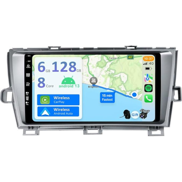 YUNTX [6GB + 128GB] Android 13 auto radio Toyota Prius (2009-2015)-[Integrēts CarPlay/Android Car/DSP/GPS]-9 collu IPS 2.5D kamera + MIC-DAB/Radio stūres vadība/Mirror Link/Bluetooth 5.0/360