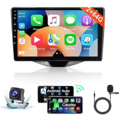 8 kodolu 2 + 64G: Hodozzy Carplay Auto radio Toyota Aygo 2015 Citroen C1 2020 Peugeot 108 Android auto radio ar satelītnavigāciju, 9 collu skārienjūtīgais ekrāns ar Android Car/WiFi/GPS/RDS/FM/Bluetooth/USB/DSP