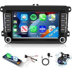 Hodozzy Android Carplay auto radio VW Golf 5 6 Polo Tiguan Tiguan Caddy priekš Skoda Passat B6 B7 Seat ar Android Car, 7 collu skārienjūtīgais ekrāns ar GPS navigāciju Bluetooth 2 DIN FM/RDS WiFi Reversing