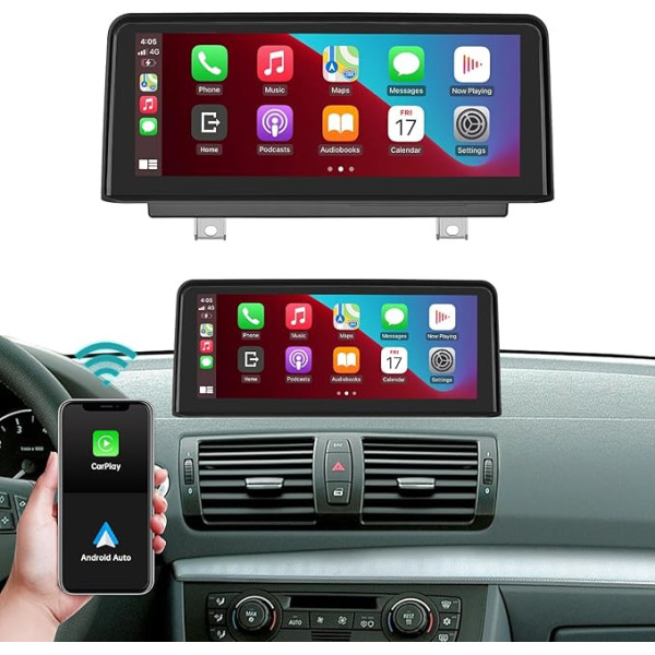 Ninetom 10,25 collu autoradio skārienjūtīgais ekrāns 2004-2008 BMW 1. sērijas E81/E82/E87/E88 ar CCC sistēmu, atbalsta Apple CarPlay/Android Auto/Mirrorlink/Navigāciju, modernizē auto stereo sistēmu