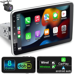 Android 12 Auto radio ar navigāciju 10,1 collu ekrāns Iebūvēts DAB+ bezvadu Android Car & Wireless Carplay 1 DIN auto radio Touch Display ar Bluetooth 8 Core 2G + 32G WiFi 4G GPS RDS AM Reversing