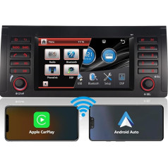 7 collu augstas veiktspējas DSP autoradio BMW 5. sērijas E39 M5 X5 radio iebūvēts bezvadu Carplay un Android navigācijas sistēmas auto stūres vadības stūres EQ zemfrekvences skaļrunis Bluetooth 1080P IPS skārienekrāns AM/FM/RDS