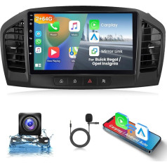 Hodozzy 2G + 64G Android auto radio Buick Regal 2009-2013 / Opel Insignia 2008-2013 Carplay Android automašīnai, 9 collu skārienjūtīgais ekrāns ar GPS navigāciju WiFi Bluetooth Mirrorlink HiFi FM RDS Canbus aizmugurējais