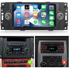 CAMECHO Android 13 auto radio ar satelīta navigāciju Jeep Chrysler 300C Chrysler PT Cruiser Dodge RAM, Double DIN auto radio ar 6,2 collu ekrānu Bluetooth RDS/FM MirrorLink un USB