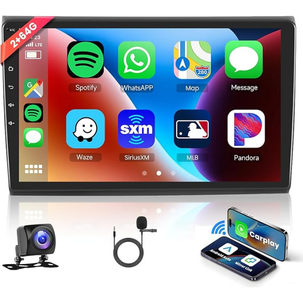 2G + 64G Android auto radio 2 DIN Fiat Bravo 2007-2014 ar bezvadu Carplay Android auto navigācija GPS WiFi 9 collu auto radio ar Mirror Link Bluetooth FM/RDS DAB/OBD/DVR stūres vadības stūres ratu