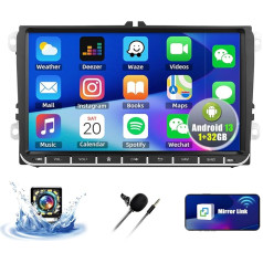 OiLiehu 1 + 32 GB Android 13 2DIN 9 collu skārienjūtīgā ekrāna autoradio VW Polo Golf 5 6 Passat Tiguan Touran Seat Skoda ar GPS WiFi Bluetooth FM RDS Radio SWC Mirror Link USB EQ + atpakaļgaita