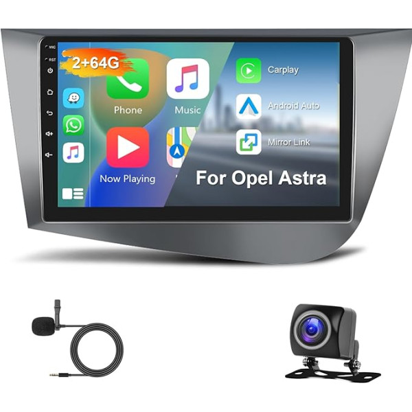 Hodozzy 2G + 64G Android auto radio Seat Leon 2 MK2 2005-2012 Bezvadu Carplay Android automašīnai, 9 collu skārienjūtīgais ekrāns ar GPS navigāciju WiFi Bluetooth Mirrorlink HiFi FM RDS Canbus Reversing