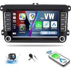 2GB + 64GB CAMECHO Android 13 auto radio VW Golf 5 6 Polo T5 Tiguan Seat Bezvadu Apple Carplay Android auto, 7 collu ekrāns Auto radio ar Bluetooth GPS FM HiFi WiFi SWC+ atpakaļgaitas kamera + mikrofons