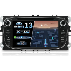 BXLIYER Android 13 auto radio Ford Focus/Mondeo/S-Max/C-Max/Galaxy - CarPlay Android Car - MIC + aizmugures skata kamera - 2G + 32G - IPS 7 collu 2 DIN - DAB stūres vadības pults Fast Boot WiFi DSP -