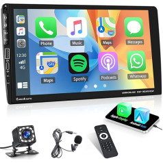 Inefala Auto radio 1 DIN Carplay ar 9 collu skārienekrānu, pēc radio auto Bluetooth Con Android Auto Mirror Link MIC Radio FM SWC USB-A & C aizmugures kamera MIC