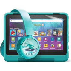 Fire HD 8 Kids Pro planšetdators (zilganzaļš) + BuddyPhones PopTime Pro Bluetooth austiņas bērniem (zilganzaļš) + NuPro ekrāna aizsargs (2 gab.)