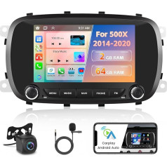 Inefala Android 13 2GB/64GB auto radio ar GPS navigāciju Fiat 500X 2014-2020 Radio bezvadu Carplay Android Car, 7 collu skārienjūtīgais ekrāns, GPS navigācija, WiFi, BT, USB, FM RDS, EQ, MIC, aizmugures skata kamera