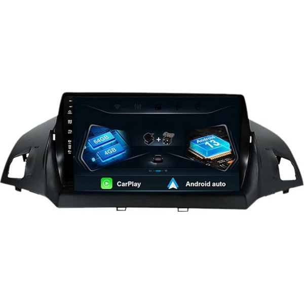 MISONDA Auto radio Android priekš Ford Kuga Escape 2013-2016 Bezmaksas kamera un mikrofons Atbalsta stūres vadības ierīci/Bluetooth/GPS/WLAN/DSP/CarPlay/DAB/USB/RDS/AUX/FM [4G+64G]