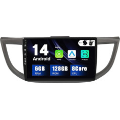 SXAUTO - 6G + 128G - Android 12 IPS auto radio Honda CRV (2012-2016) - Iebūvēts Carplay/Android Car/DSP - LED kamera + MIC - DAB stūres vadības ierīce Fast Boot 360-CAM WiFi - 2 DIN 10.1 collu