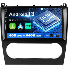 SXAUTO Android 12 IPS autoradio priekš Benz C-Class W203 W209 C180 C200 CL203 C209 (2004-2007) - Iebūvēts Carplay/Android Car/DSP - LED kamera + mikrofons - 4G + 64G - DAB 360-CAM SWC Fast-Boot - 2 Din 9