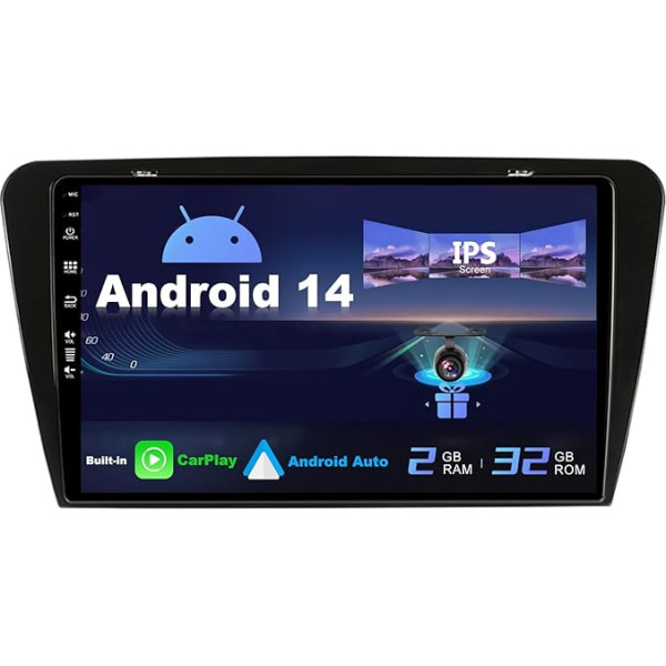 SXAUTO Android 12 IPS auto radio piemērots Skoda Octavia (2014-2018) - iebūvēts CarPlay / Android Car - atpakaļgaitas kamera - 2G + 32G - vadība no stūres DAB Fast Boot WiFi DSP - 2 Din 10.10.1 collas