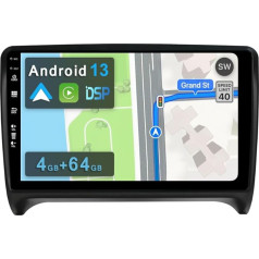 YUNTX [4GB + 64GB] Android 12 autoradio Audi TT MK2 8J (2006-2012)-[Integrēts CarPlay/Android Car/DSP/GPS]-9 collu IPS kamera + MIC-DAB/Stūres vadības pults vadība/Mirror Link/Bluetooth 5.0/360