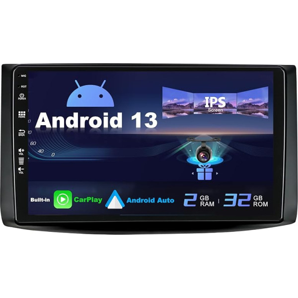 SXAUTO Android 12 IPS auto radio, piemērots Chevrolet Lova/Aveo (2006-2012) - iebūvēts Carplay/Android Car - atpakaļgaitas kamera - 2G + 32G - vadība no stūres WiFi DAB Fast Boat - 2 Din 9 collas