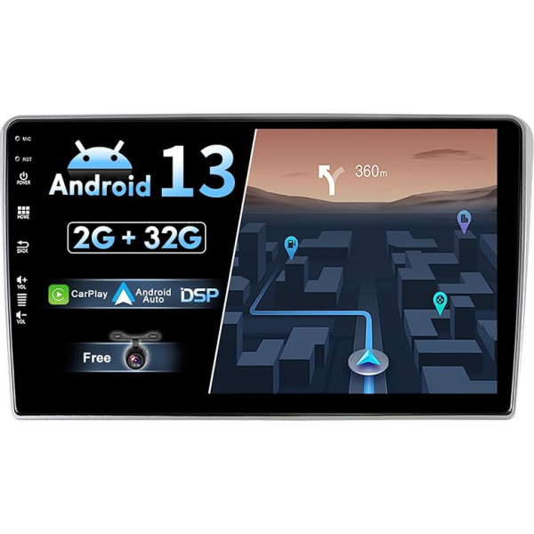 JOYX Android 12 IPS auto radio, piemērots Toyota Avensis (2002-2008) - iebūvēts CarPlay Android Car - bezmaksas atpakaļgaitas kamera - 2G + 32G - 9 collu 2 DIN - DSP DAB stūres vadības stūres WiFi Fast Boot