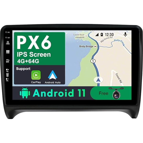 JOYX PX6 Android 11 IPS auto radio piemērots Audi TT (2006-2011) - [4G + 64G] - atpakaļgaitas kamera - 2 DIN 9 collu - DAB stūres vadības pults 4G WiFi CarPlay Android auto HDMI 4K video AHD Fast