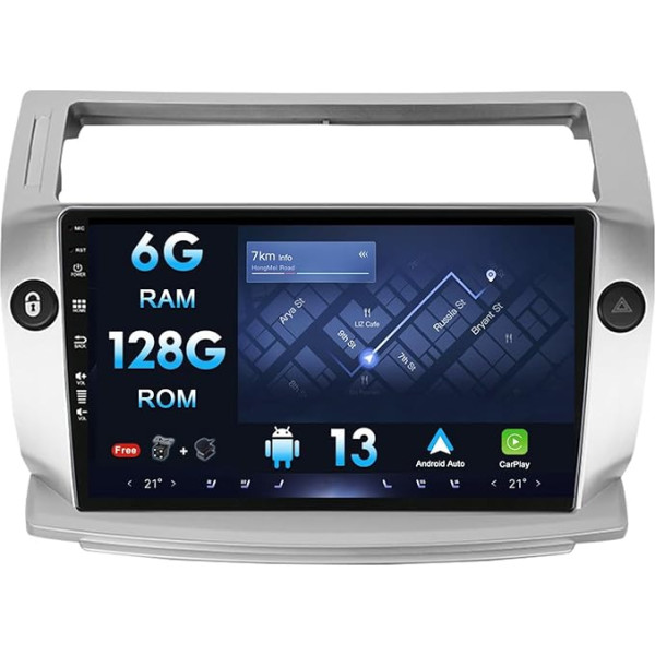 9 collu auto radio Stereo GPS navigācija Citroen C4/C-Triomphe/C-Quatre 2004-2009 Android 12.0 DSP + Carplay - 6G RAM + 128G ROM - Atbalsta WiFi DAB/GPS/DAB/BT5.0