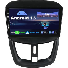 SXAUTO Android 12 autoradio piemērots Peugeot 207 (2006-2015) - Iebūvēts Carplay/Android Car - Bez kameras - [2G + 32G] - Atbalsta DAB stūres vadības ierīci WiFi Fast Boot Bluetooth - 2 DIN 9 collas