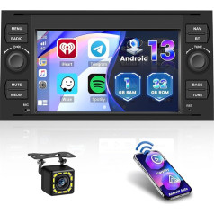 Hikity Android auto radio priekš Ford Transit Focus Fusion Fiesta Mondeo Kuga Galaxy C-Max S-Max Connect, bezvadu Carplay Android auto, skārienjūtīgais ekrāns, auto radio ar GPS WiFi, atpakaļgaitas kamera