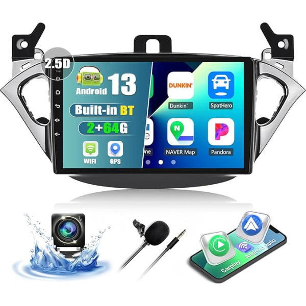 CAMECHO 2+64G Android 13 navigācijas auto radio Opel Corsa 2015-2019 Opel Adam 2013-2016, 9 collu bezvadu Carplay Android Bluetooth radio ar atpakaļgaitas kameru WiFi GPS FM/RDS Mirror Link HD