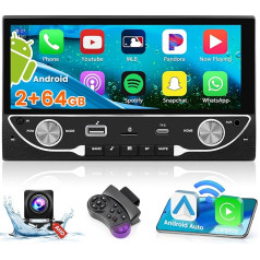 [2G + 64G] Hikity Android 13 Auto radio 2 DIN ar satelītnavigāciju, 6,86 collu auto radio ar bezvadu Carplay un Android Car, ar WiFi Mirror Link Bluetooth USB Type-C FM atpakaļgaitas kamera Mic