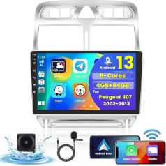 [8Cores 4G + 64G] Hikity Car Radio Android 13 Peugeot 307 2002-2013 9 collu skārienekrāna autoradio ar 1280 x 720 pikseļu 32EQ FM RDS Wireless Carplay Android Car Navigation WFI Bluetooth MIC