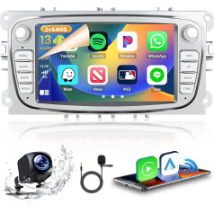 [2GB + 64GB Android 13] 2008-2011 Focus II, S-Max, Mondeo 9, C-Max, 2006-2011 Galaxy II Kuga, 7 collu ekrāns, Wireless CarPlay Android Car, ekrāns, GPS, WiFi, SWC, FM, RDS