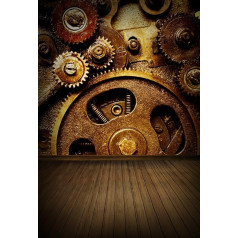 AOFOTO Steampunk Photography Background Vintage Mechanical Gears Industrial Scene Stripes Nostalgic Props Video Studio Adult Artistic Portrait Vinyl Wallpaper