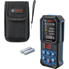 Bosch Professional Laser Measure GLM 50-27 C (дальность: до 50 м, прочный, IP65, передача данных по Bluetooth, 2 батареи AA, ремешок на руку, чехол), синий