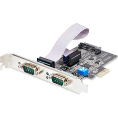 StarTech.com 2-portu PCIe sērijveida karte, četru portu PCI Express ar RS232/RS422/RS485 DB9 sērijas karte, standarta/zema profila kronšteini, 16C1050 UART, ESD aizsardzība, Windows/Linux (2S232422485-PC-CARD)