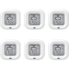 RANRAO WiFi higrometrs termometrs termometrs sensors WIFI bezvadu baltā krāsā Mini LCD digitālais temperatūras un mitruma mērītājs 6 Pack