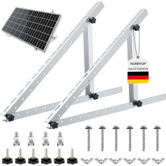 Saules paneļa kronšteins, 114 cm / 45 collu balkona elektrostacijas kronšteins, alumīnija saules moduļu kronšteins, 0-90 ° regulējams leņķis saules moduļu montāžas komplekts 100W-600W saules panelim un plakana jumta sienai