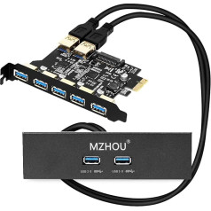 MZHOU USB 3.1 USB 3.1 pagarinājuma kabelis, 7 portu kartes 10Gbps iekšējais 2 Gen 10 adaptera kabelis ar formas kronšteinu un skrūvēm paneļa montāžai.