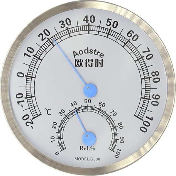 Messgerät für Temperatur- und Luftfeuchtigkeitsmesser, Wandmontage, Edelstahl, analoges Hygrometer