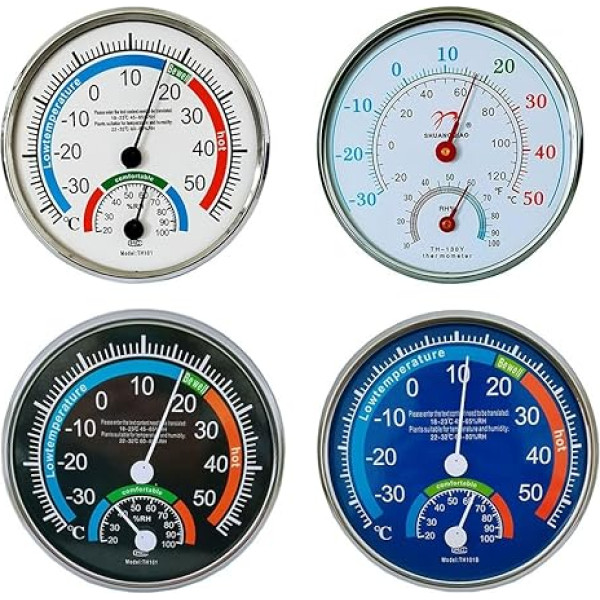 Imitēta telpas klimata monitoringa ierīce, liels displejs, temperatūras un mitruma mērītājs, balta/melna/zila (101B Black)