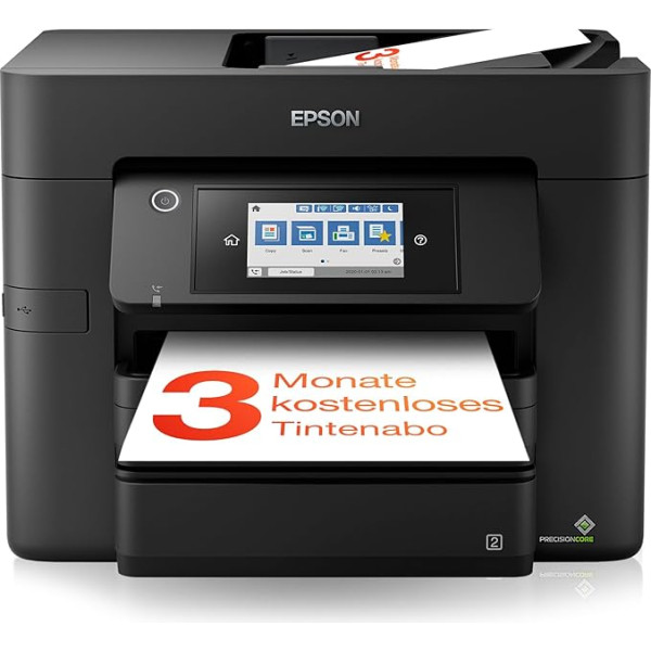 Epson Workforce Pro WF-4830DTWF 4-in-1 biznesa tintes daudzfunkcionālā ierīce (drukāšana, skenēšana, kopēšana, faksēšana, ADF, WiFi, Ethernet, pilnīga abpusējā drukāšana, DIN A4), ieskaitot 9 mēnešu ReadyPrint Flex tintes likmi, melna