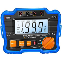 Hohopeti 1 Satz digitale spannungsprüfer spannungstester kabeltester elektrischer tester voltage tester LCD-Isolationswiderstandstester digitales Megaohmmeter elektronisch Blue